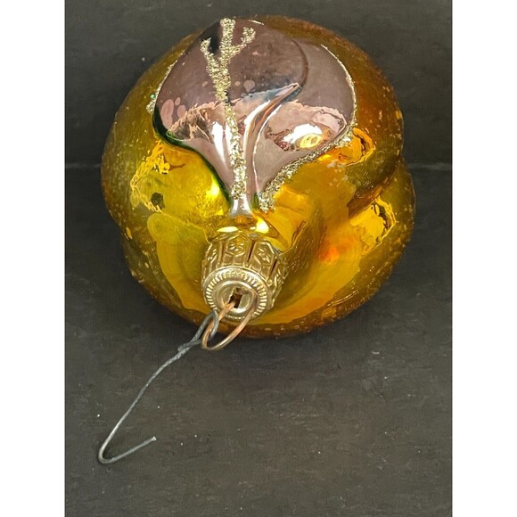 Vintage Mercury Glass Red-Gold Plum Fruit w/Leaves Ornament Christmas - Picture 7 of 9